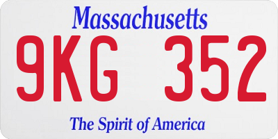 MA license plate 9KG352