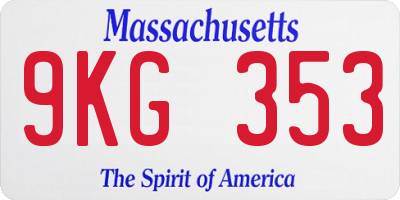 MA license plate 9KG353