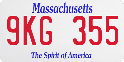 MA license plate 9KG355