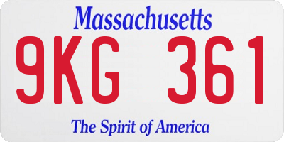 MA license plate 9KG361