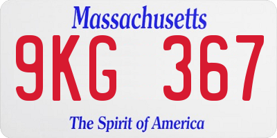 MA license plate 9KG367