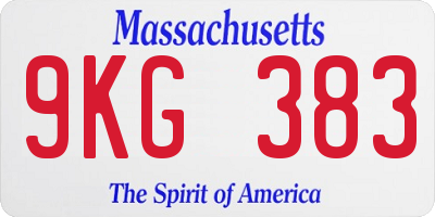 MA license plate 9KG383