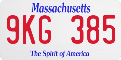MA license plate 9KG385