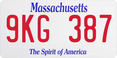 MA license plate 9KG387