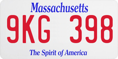 MA license plate 9KG398