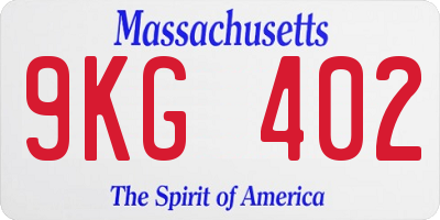 MA license plate 9KG402
