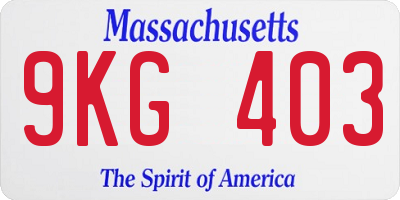 MA license plate 9KG403