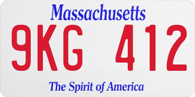 MA license plate 9KG412