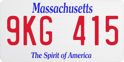 MA license plate 9KG415