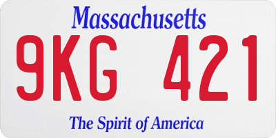 MA license plate 9KG421
