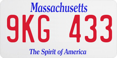 MA license plate 9KG433
