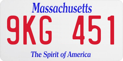 MA license plate 9KG451