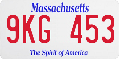 MA license plate 9KG453