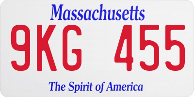 MA license plate 9KG455