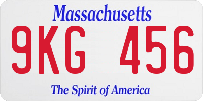 MA license plate 9KG456