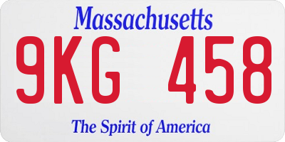 MA license plate 9KG458
