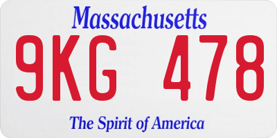 MA license plate 9KG478