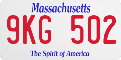 MA license plate 9KG502