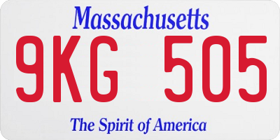 MA license plate 9KG505