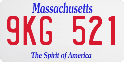 MA license plate 9KG521