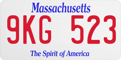 MA license plate 9KG523