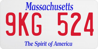 MA license plate 9KG524
