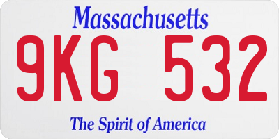 MA license plate 9KG532