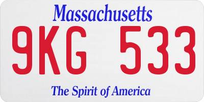 MA license plate 9KG533