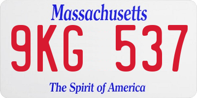 MA license plate 9KG537