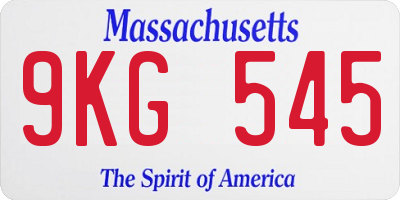 MA license plate 9KG545