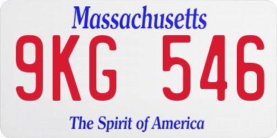 MA license plate 9KG546