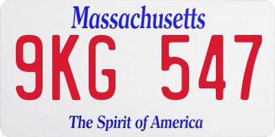 MA license plate 9KG547