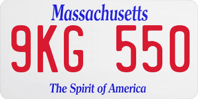 MA license plate 9KG550