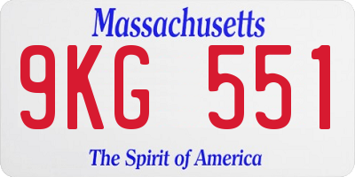 MA license plate 9KG551