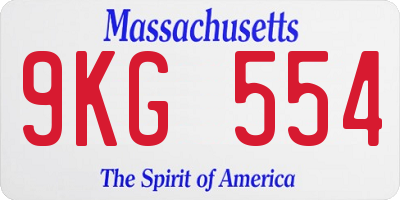 MA license plate 9KG554