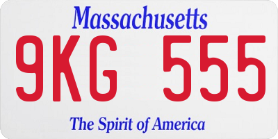 MA license plate 9KG555