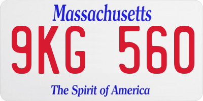 MA license plate 9KG560