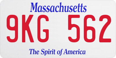 MA license plate 9KG562