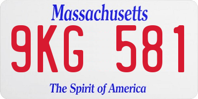 MA license plate 9KG581