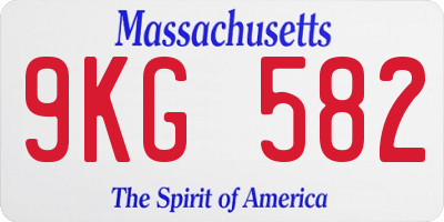 MA license plate 9KG582
