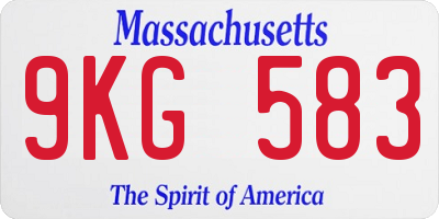 MA license plate 9KG583