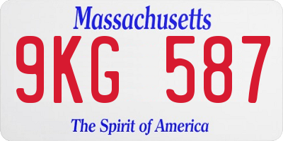 MA license plate 9KG587