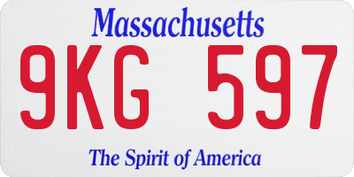 MA license plate 9KG597