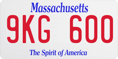 MA license plate 9KG600