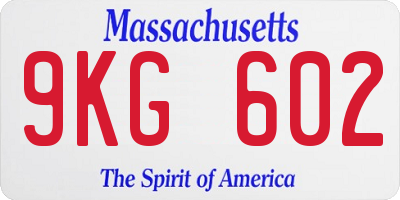 MA license plate 9KG602