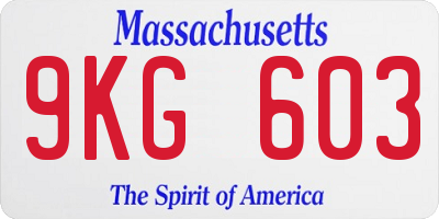 MA license plate 9KG603
