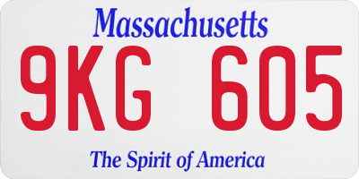 MA license plate 9KG605