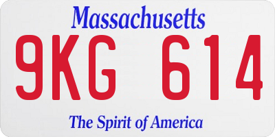 MA license plate 9KG614