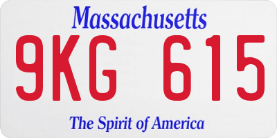 MA license plate 9KG615