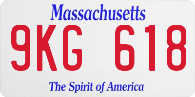 MA license plate 9KG618